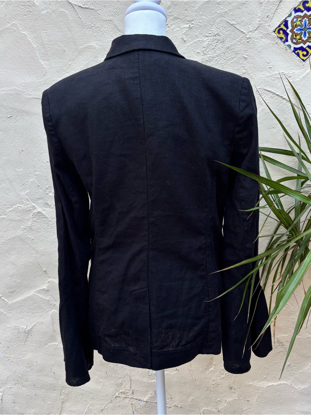 Free People Classic Black Women's Linen Blazer Jacket - Picture 4 of 9